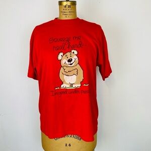 Vintage Teddy Bear T-Shirt Squeeze Me Real Hard, XL, Shoebox Greetings Hallmark